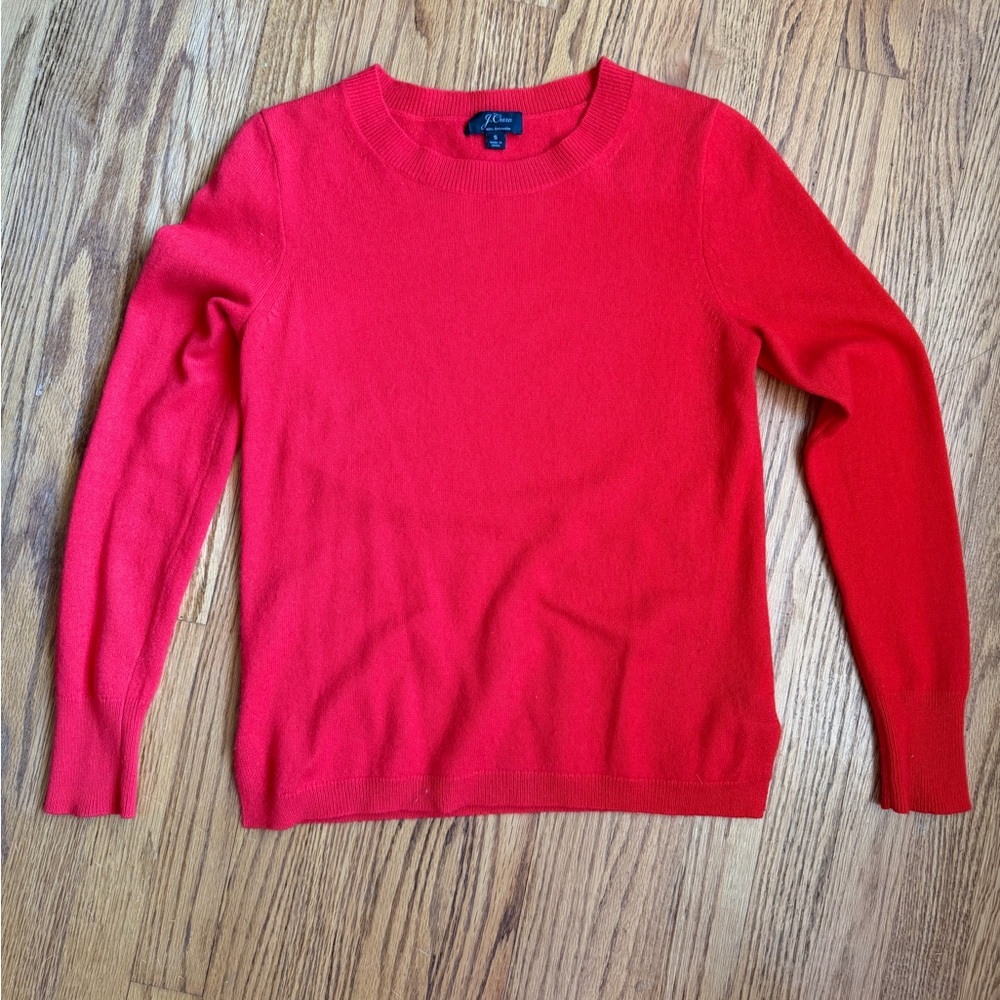 J. Crew Cashmere Red Crew Neck Sweater